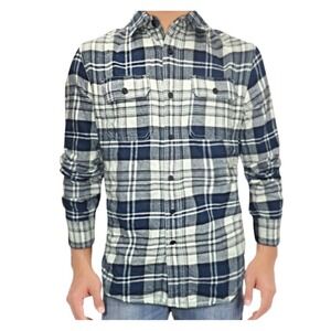 American Eagle‎ Heritage Flannel Shirt Men's Sz L Blue White Plaid Classic Fit